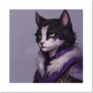 fantasy cat witch purple Posters and Art